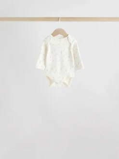 Next Neutral 100% Cotton Long Sleeve Baby Bodysuits 5 Pack^BOY Baby Girls|Baby Boys