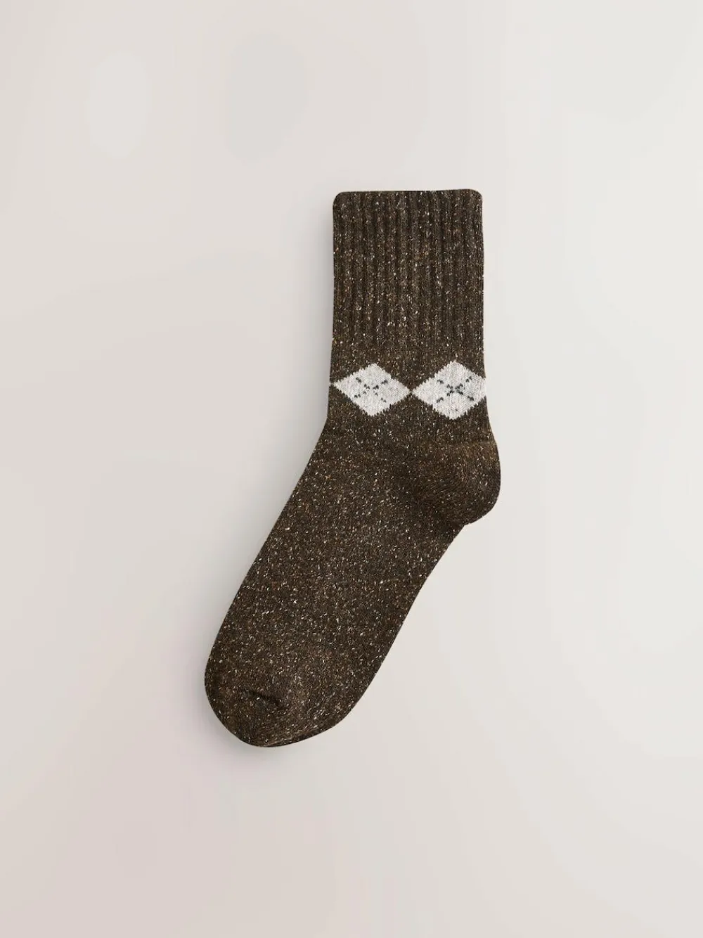 Outlet Next Neutral Argyle Thermal Wool Blend Ankle Socks 3 Pack With Silk
