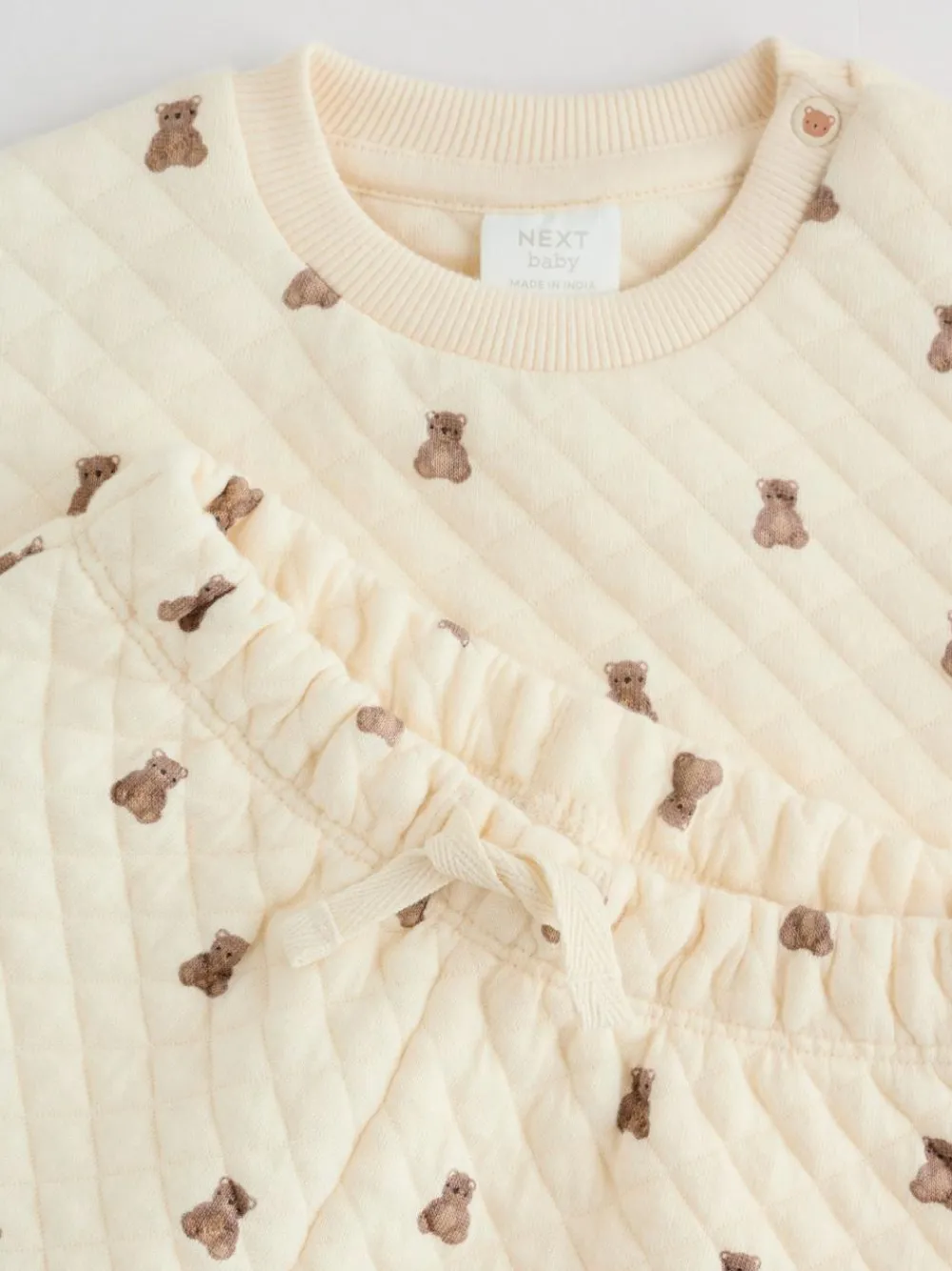 Best Next Neutral Bear Baby Quilted Sweat and Joggers Set (0mths-2yrs)