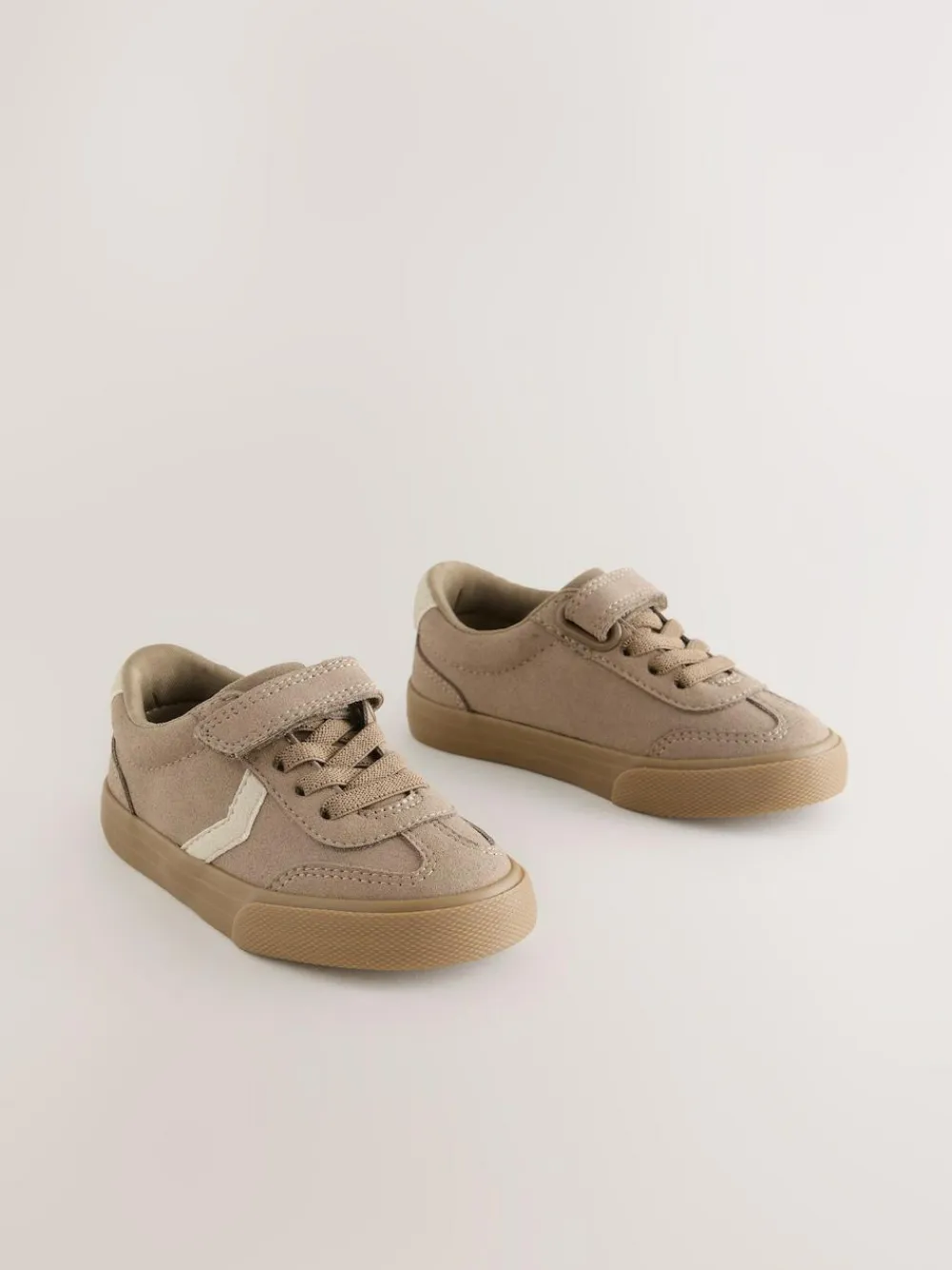 Clearance Next Neutral Brown Standard Fit (F) Touch Fastening Elastic Lace Trainers