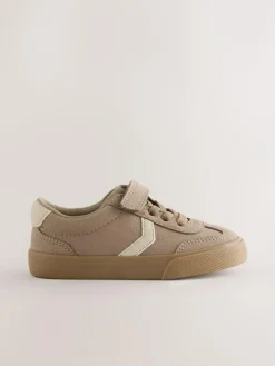 Clearance Next Neutral Brown Standard Fit (F) Touch Fastening Elastic Lace Trainers