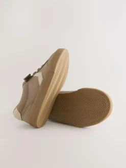 Clearance Next Neutral Brown Standard Fit (F) Touch Fastening Elastic Lace Trainers