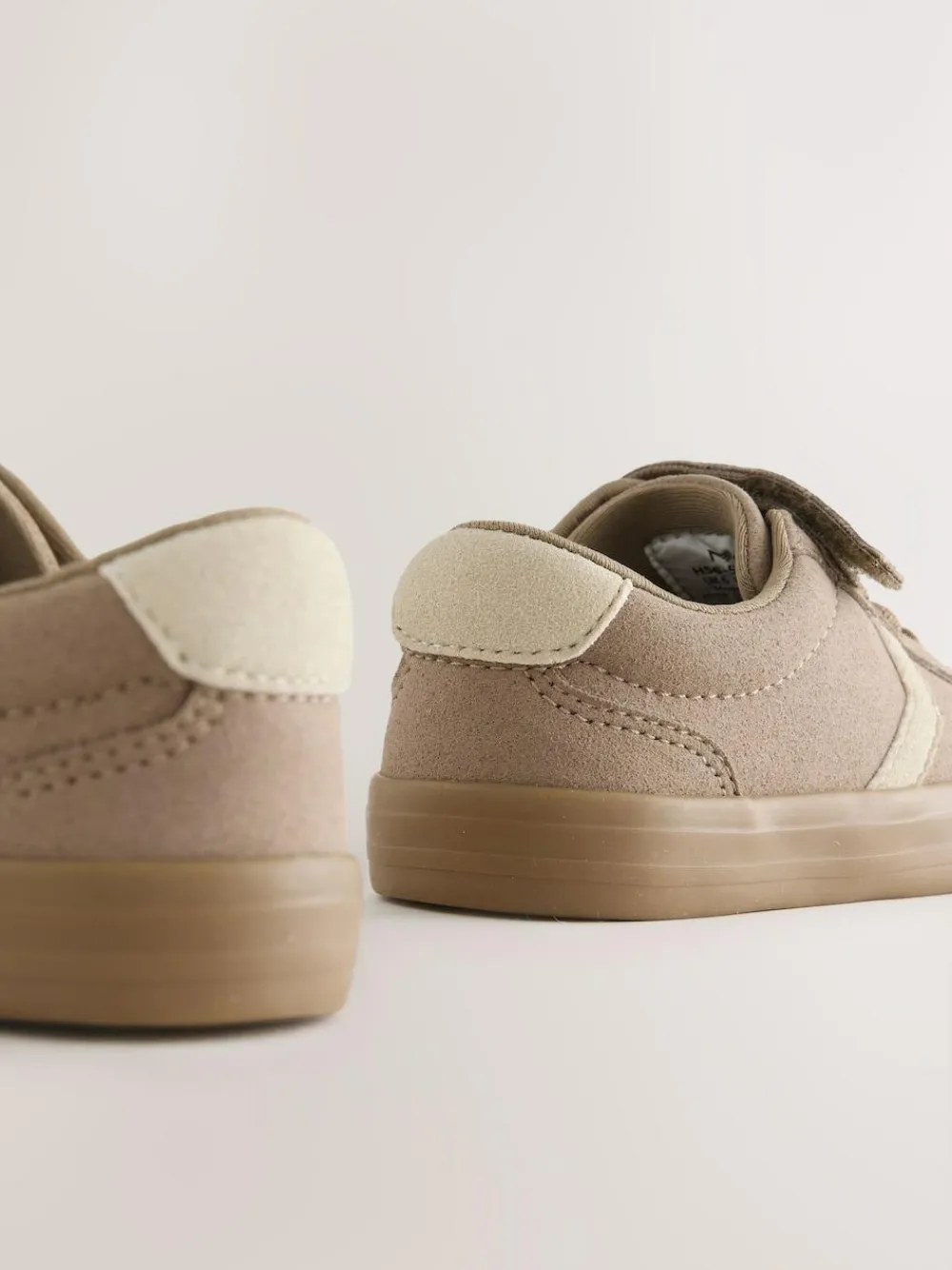 Clearance Next Neutral Brown Standard Fit (F) Touch Fastening Elastic Lace Trainers