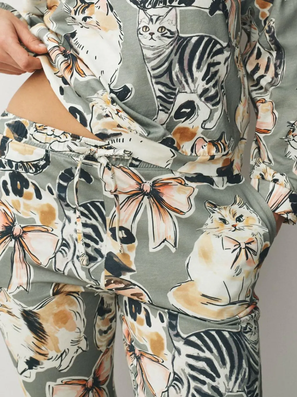Clearance Next Long Sleeve Pyjamas Neutral Cat
