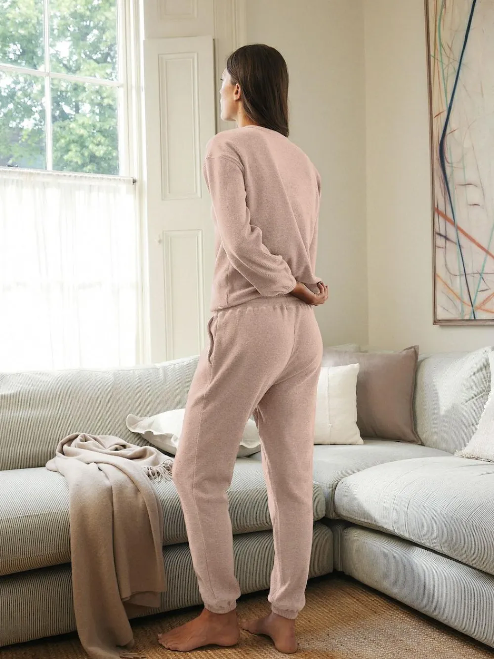 Clearance Next Neutral Cosy Waffle Long Sleeve Pyjamas