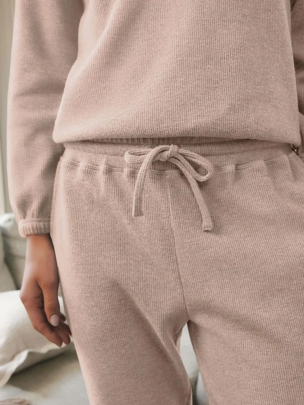 Clearance Next Neutral Cosy Waffle Long Sleeve Pyjamas
