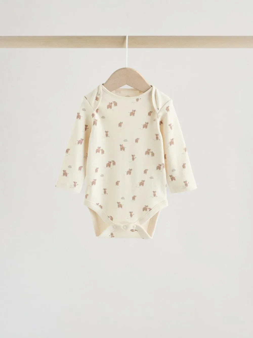 Clearance Next Neutral Hamish Long Sleeve Baby Bodysuits 3 Pack