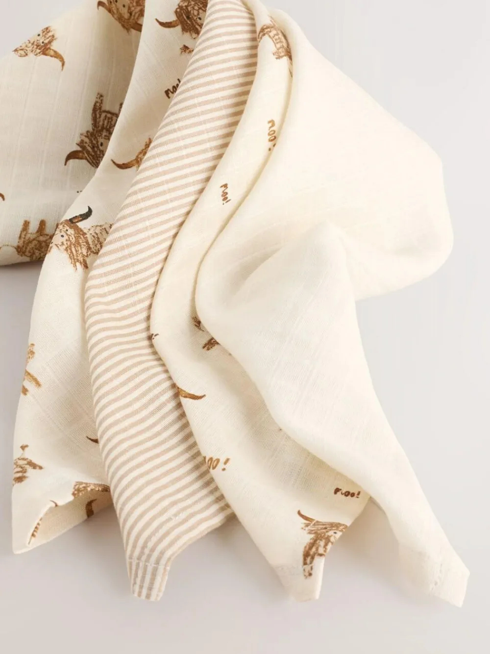 Best Next Neutral Hamish the Cow Baby Muslin Cloths 4 Pack