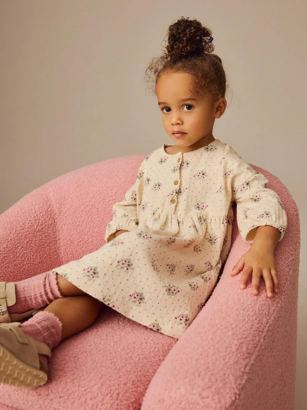 Next Neutral Long Sleeve Jersey Dress (3mths-7yrs)