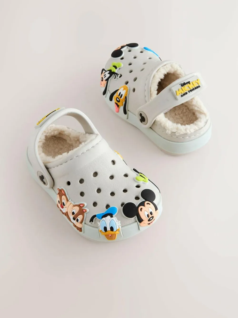 Clearance Next Neutral Mickey Warm Lined Slippers Clogs