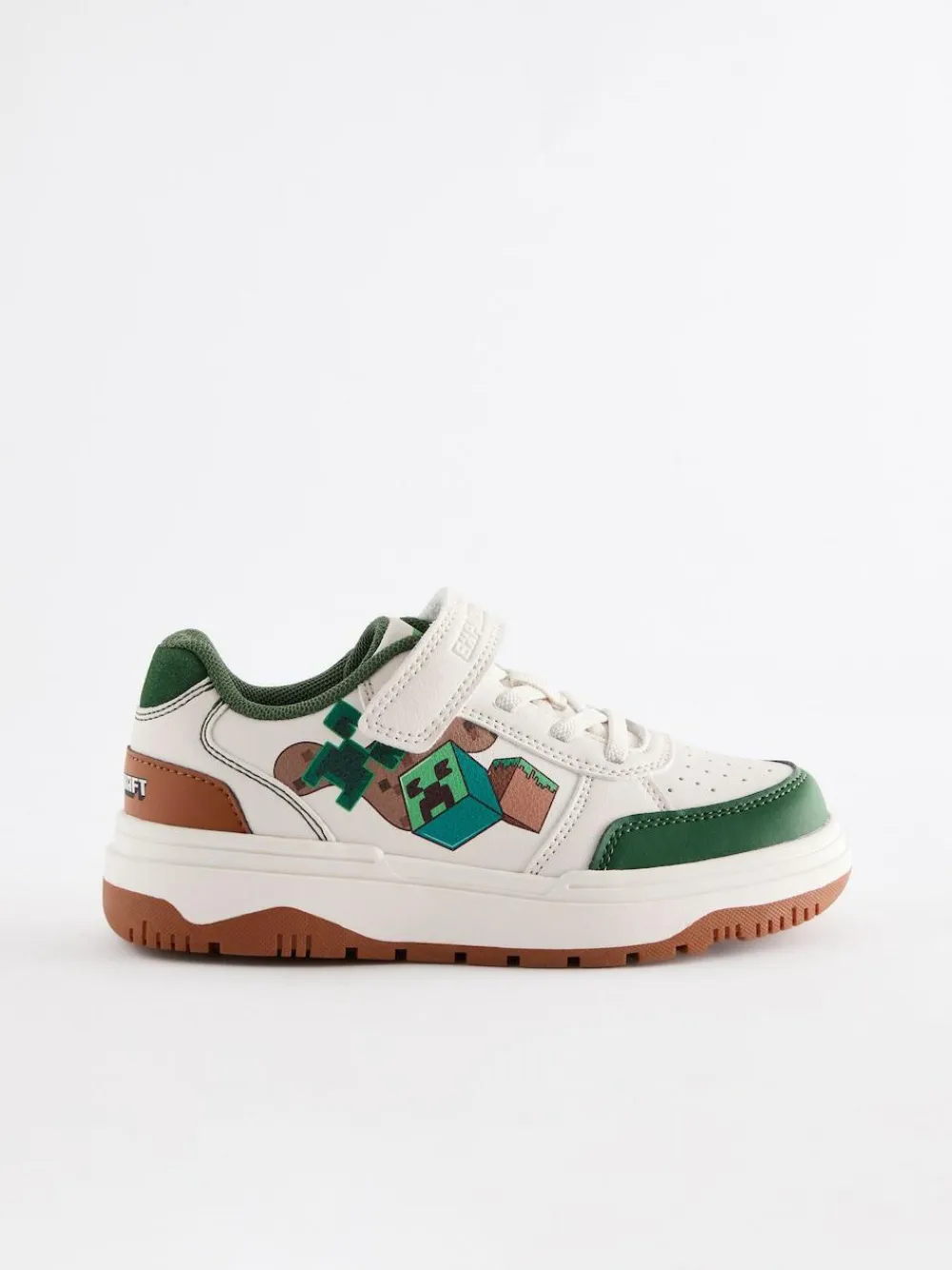 Next Neutral Minecraft Touch Close Elastic Lace Trainers^BOY Sneakers