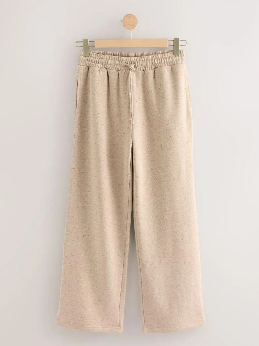 New Next Essential Wide Leg Jersey Joggers Neutral Neppy Textured