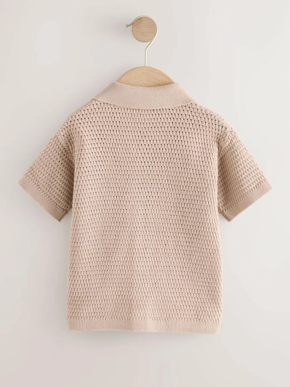 Next Textured Revere Collar Short Sleeve Knitted Polo Shirt (3mths-7yrs)^BOY Knitwear|Knitwear