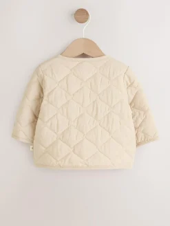 New Next Neutral Quilted Popper Baby Jacket