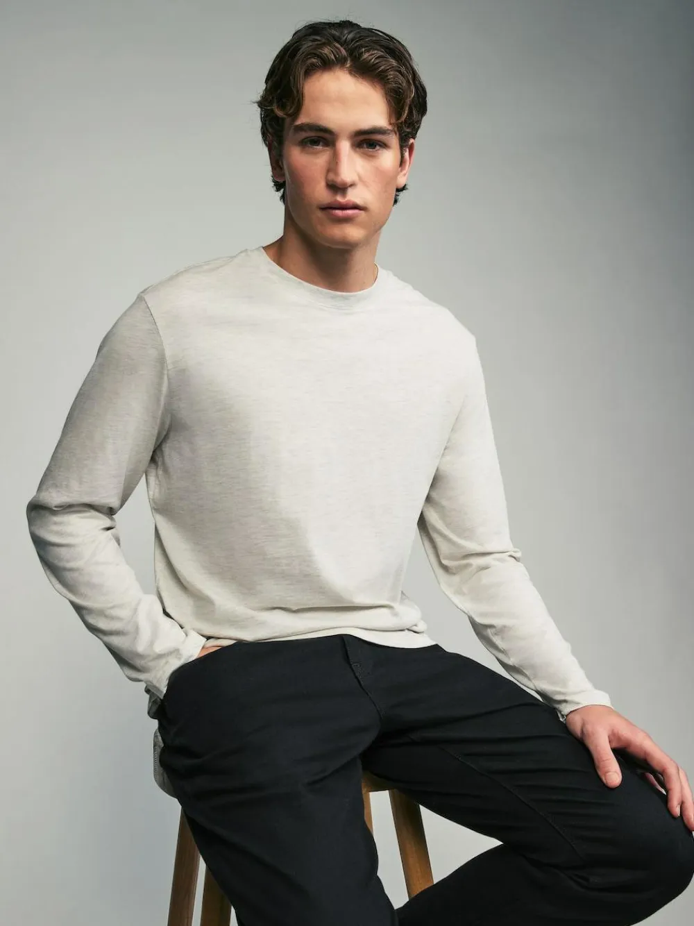 Outlet Next Regular Fit Regular Fit Long Sleeve 100% Cotton T-Shirts 5 Pack Neutral