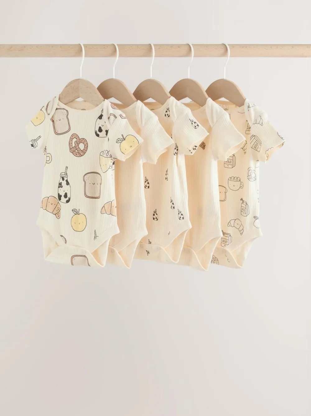 Next Neutral Short Sleeve Baby Bodysuits 5 Pack^BOY Unisex|Bodysuits & Vests