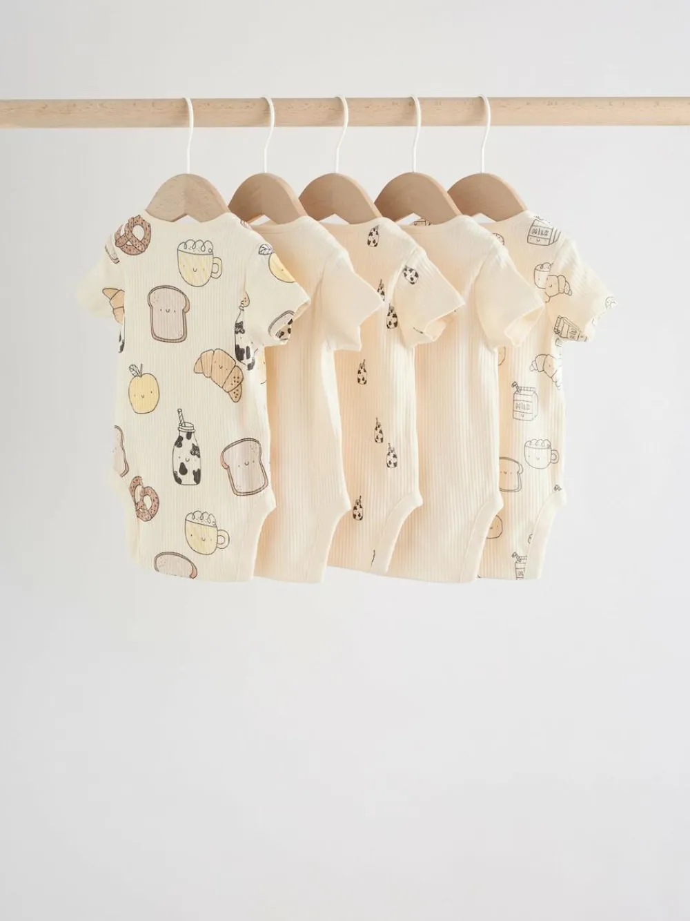 Next Neutral Short Sleeve Baby Bodysuits 5 Pack^BOY Unisex|Bodysuits & Vests
