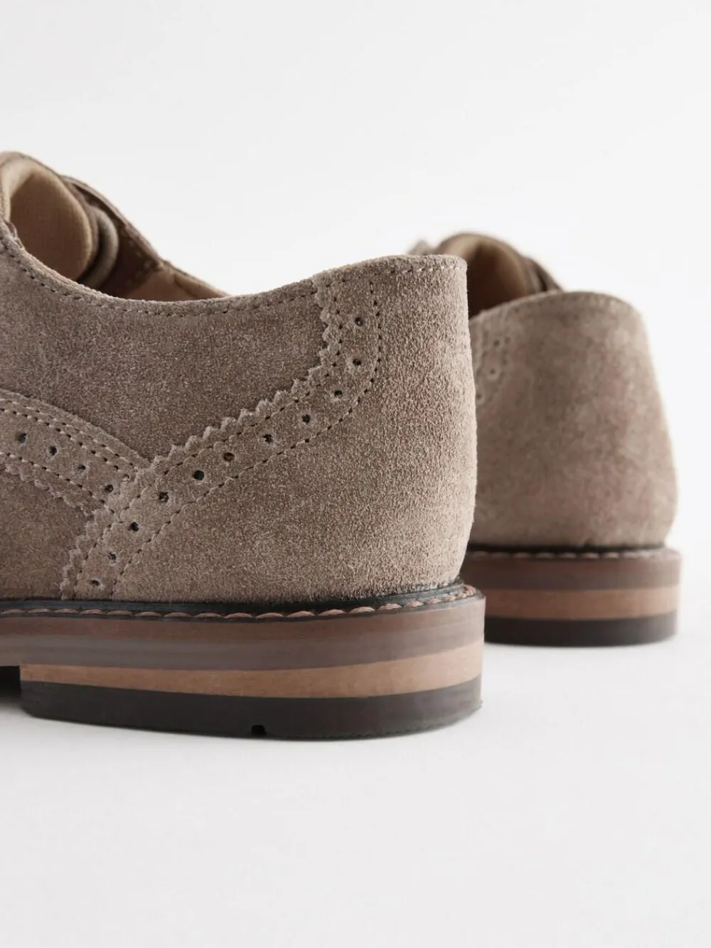 Sale Next Standard Fit (F) Leather Laceup Brogue Shoes Neutral Suede