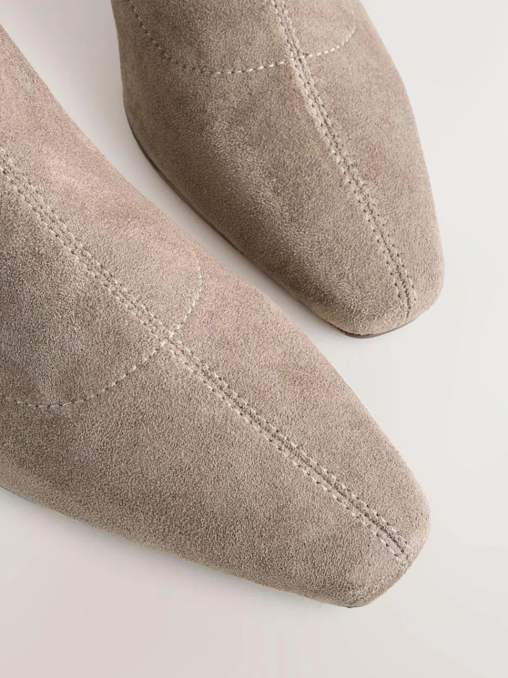 Best Next Standard/Wide Fit Chisel Toe Block Heel Sock Boots Neutral Taupe