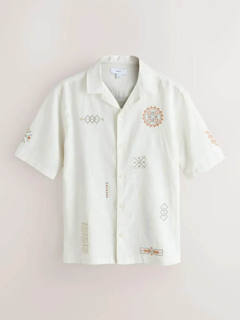 Next Textured Embroidered Navajo Style Short Sleeve Shirt^ Shirts
