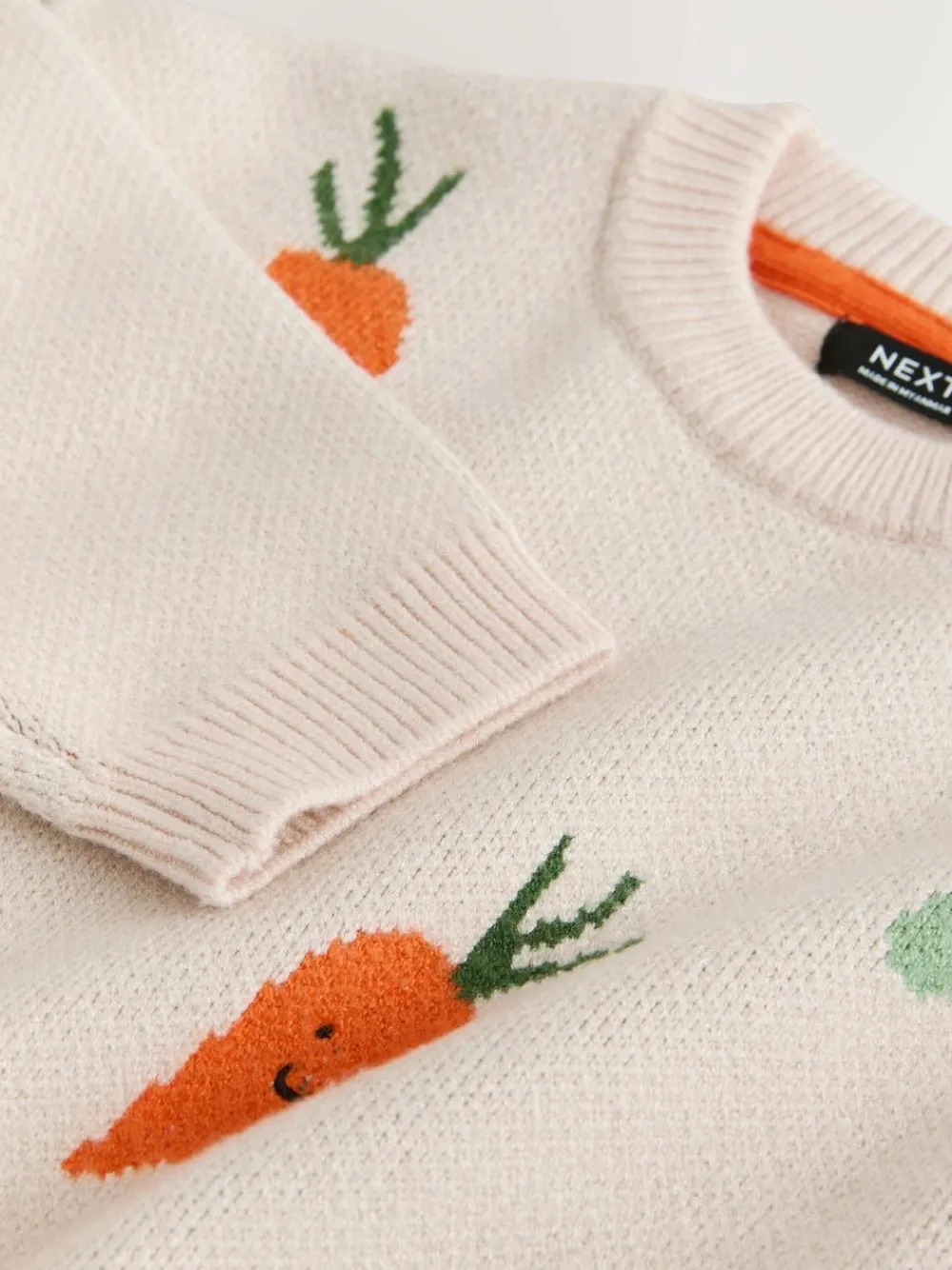 Next Neutral Vegetable Knitted Crew Neck Jumper (3mths-7yrs)^BOY Knitwear|Knitwear