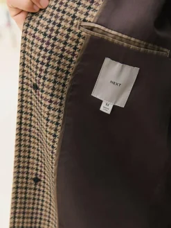 Best Next Neutral Wool Rich Italian Fabric Dogtooth Check Coat