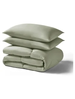Best Night Lark Green Seersucker Coverless Duvet Set