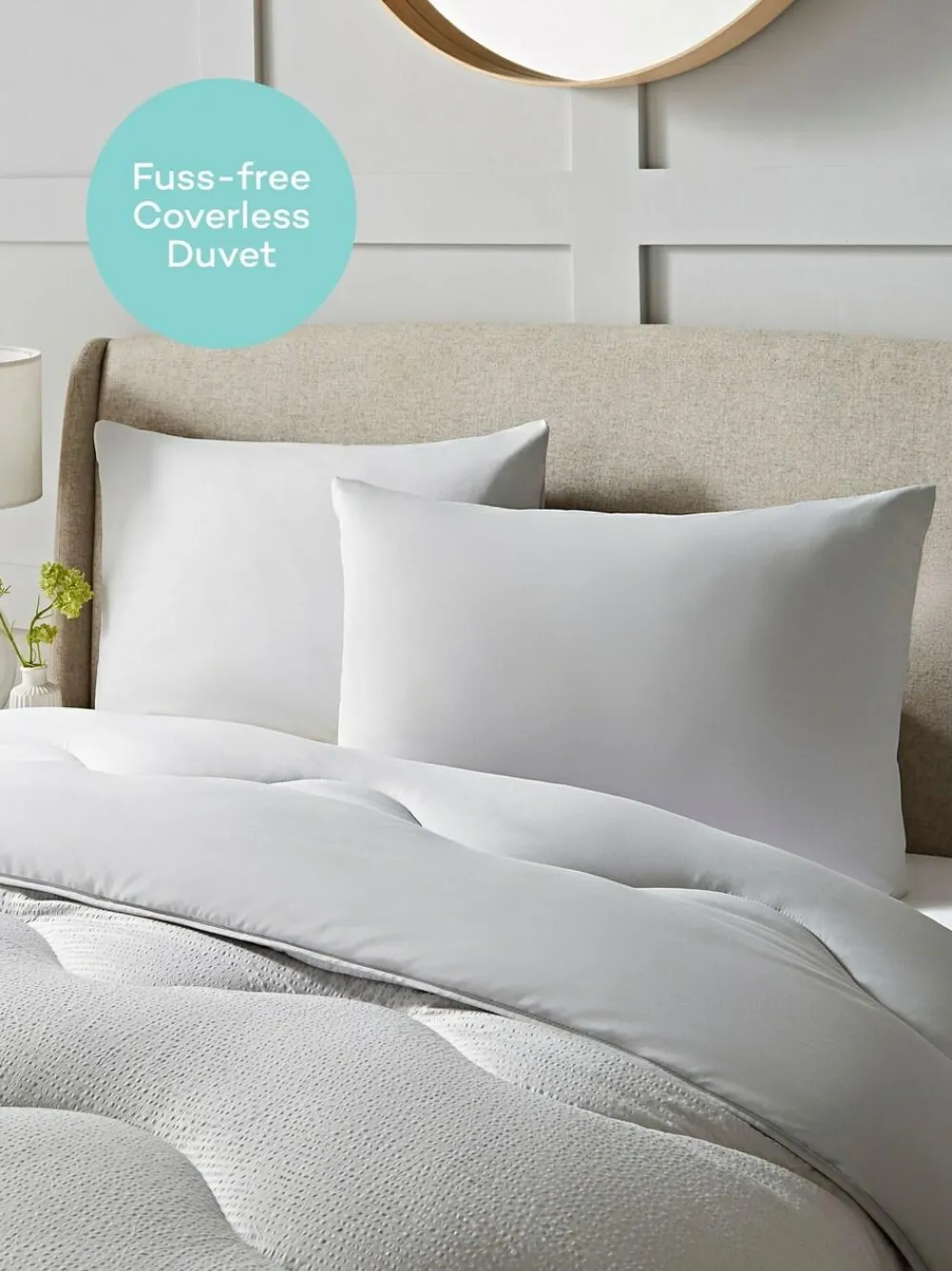 Discount Night Lark Seersucker Coverless Duvet and Pillowcase 4.5 Tog Set Nordic Mist Grey