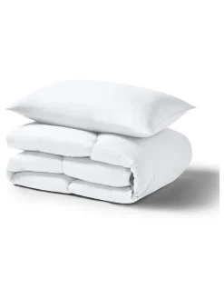Hot Night Lark Seersucker Coverless Duvet and Pillowcase 4.5 Tog Set Polar White