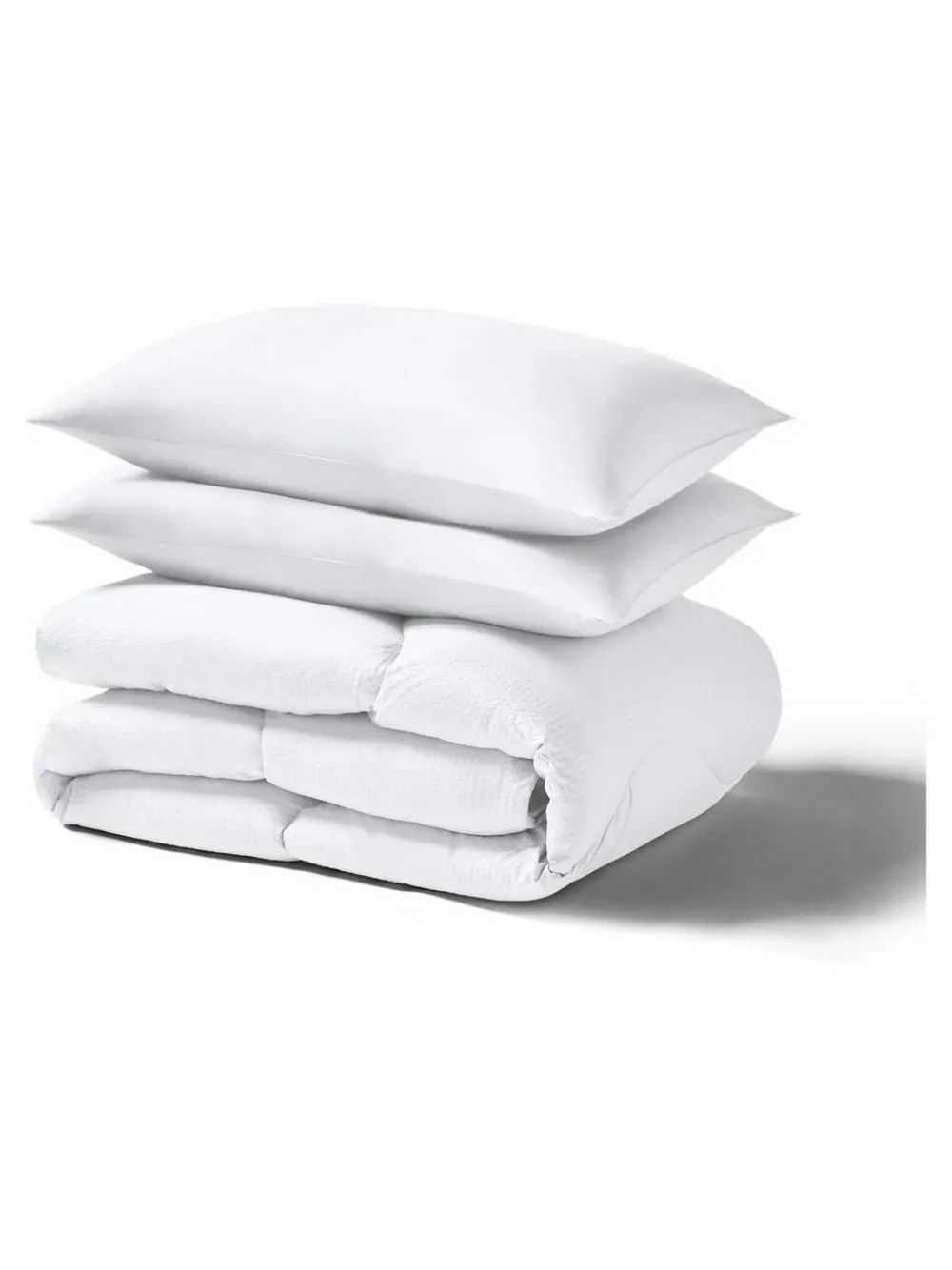 Hot Night Lark Seersucker Coverless Duvet and Pillowcase 4.5 Tog Set Polar White