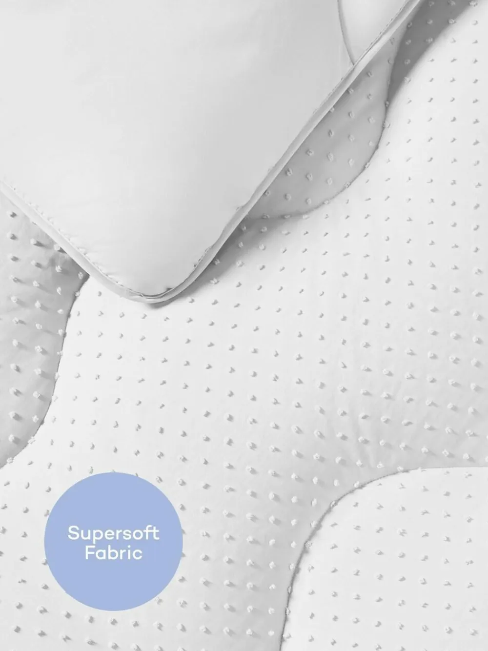 Night Lark Tufted Dot Coverless 10.5 Tog Duvet and Pillowcase Set White