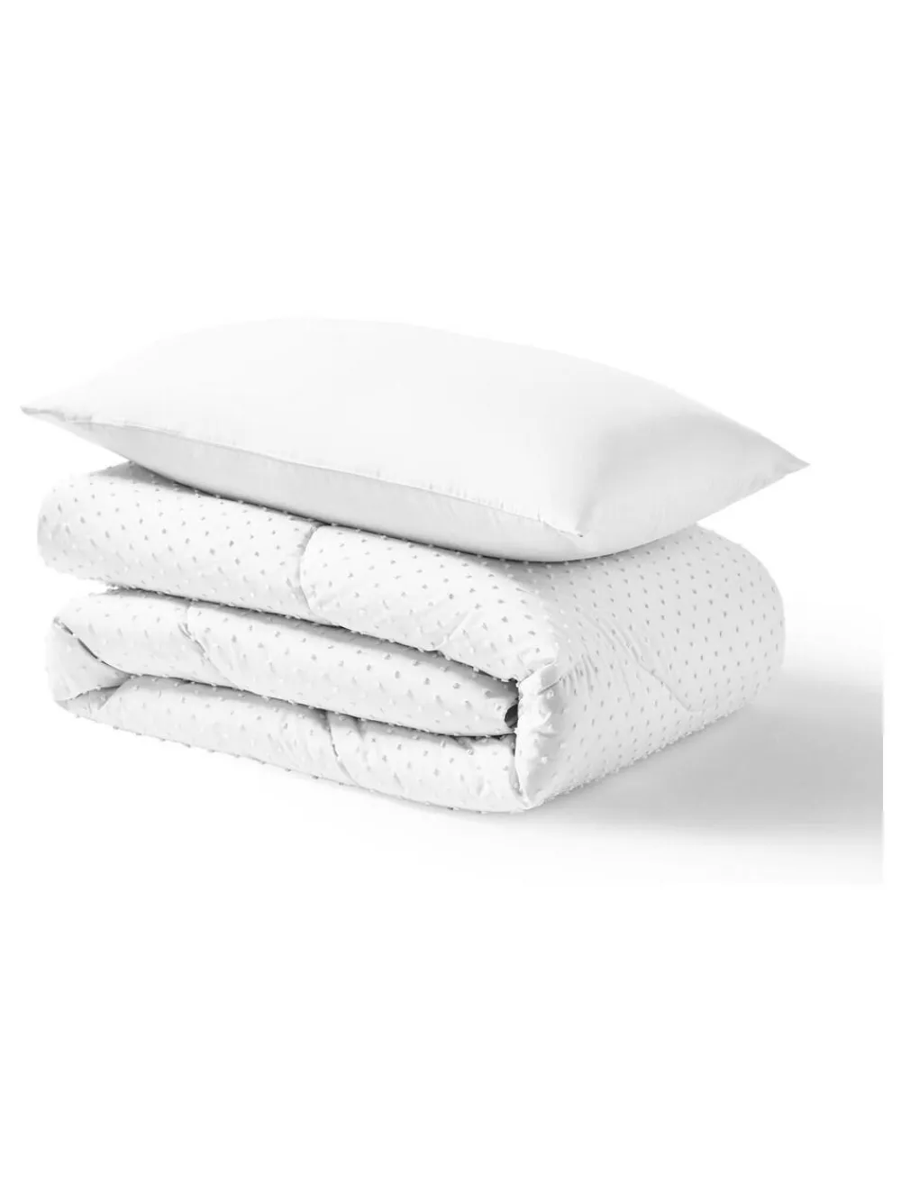 Night Lark Tufted Dot Coverless 10.5 Tog Duvet and Pillowcase Set White