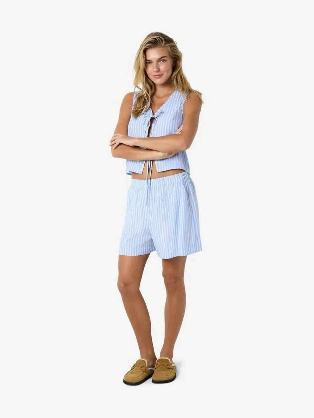NOISY MAY Blue Stripe Shorts^Women Shorts