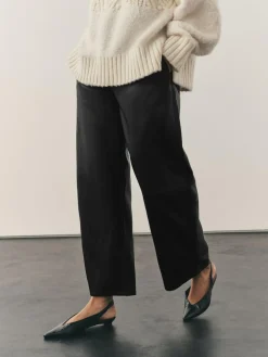 Online Nothing Ordinary Faux Leather Barrel Leg Trousers Black