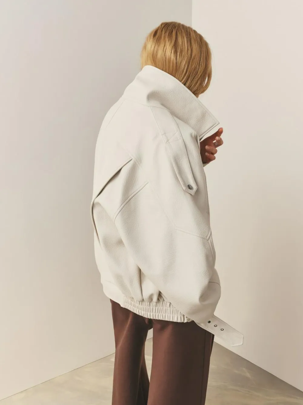 Nothing Ordinary Faux Leather Funnel Collared Biker Jacket^Women Coats & Jackets|Coats & Jackets