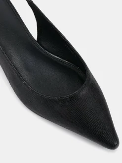 Discount Novo Clover Point Toe Low Heel Slingback Shoes Black