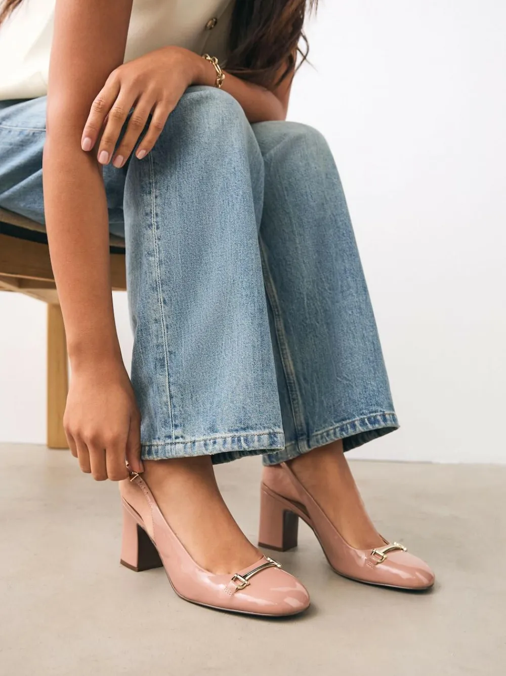 Next Standard/Wide Fit Hardware Slingback Block Heels^Women Wide Fit & Extra Wide Fit|Heels