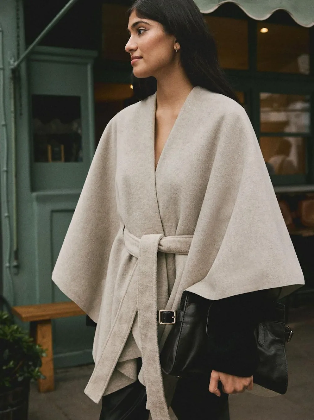 Clearance Next Wrap Front Cape Poncho Oatmeal