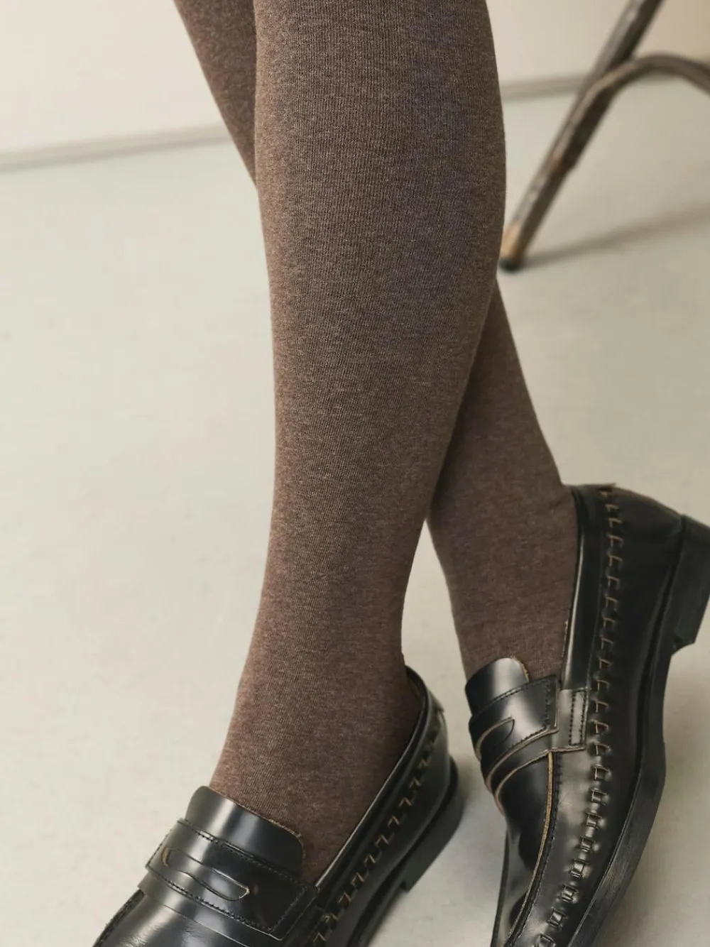Best Next Warm Handle Knitted Tights 2 Pack Oatmeal/Neutral Marl