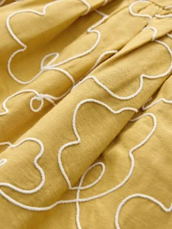 Next Ochre Yellow Embroidered Angel Sleeve Dress (3mths-8yrs)^ Dresses|Dresses