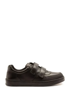 Discount Off The Hook Black Ferris Leather Touch Fastening School Shoes