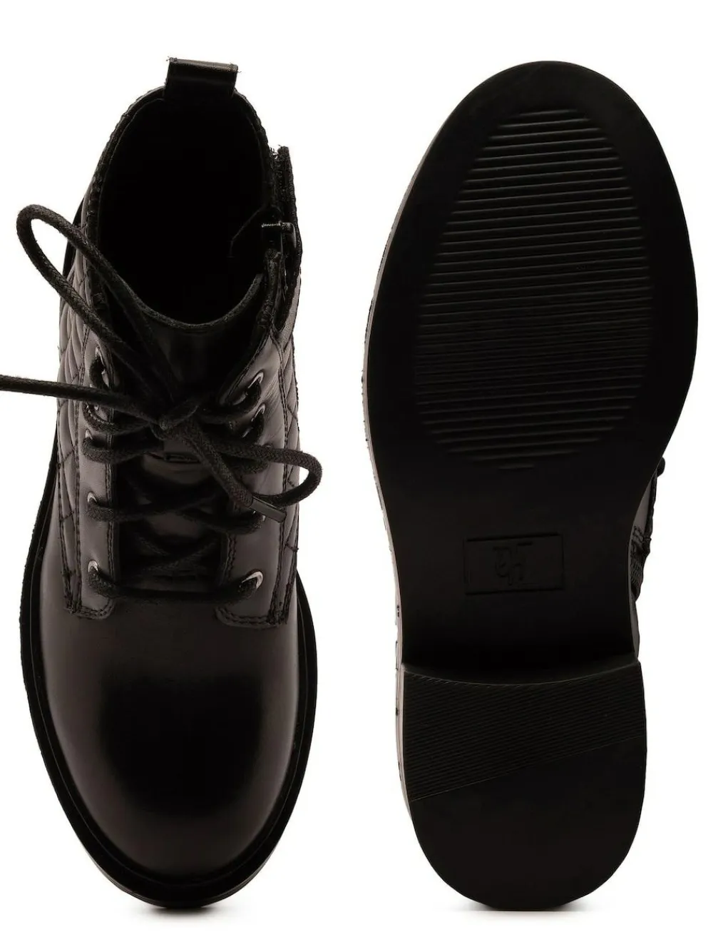 Hot Off The Hook Black Sophia Leather Quilted Ankle Lace-Up Boots