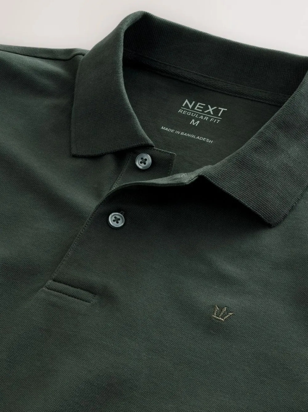 Next Olive Green Regular Fit Long Sleeve Pique Polo Shirt^ Tops & T-Shirts