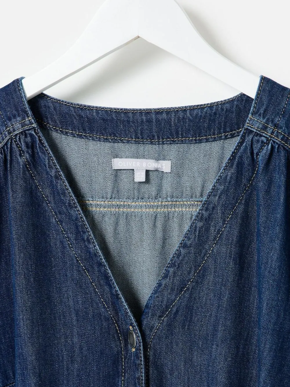 Clearance Oliver Bonas Blue Denim V-Neck Tie Waist Jumpsuit