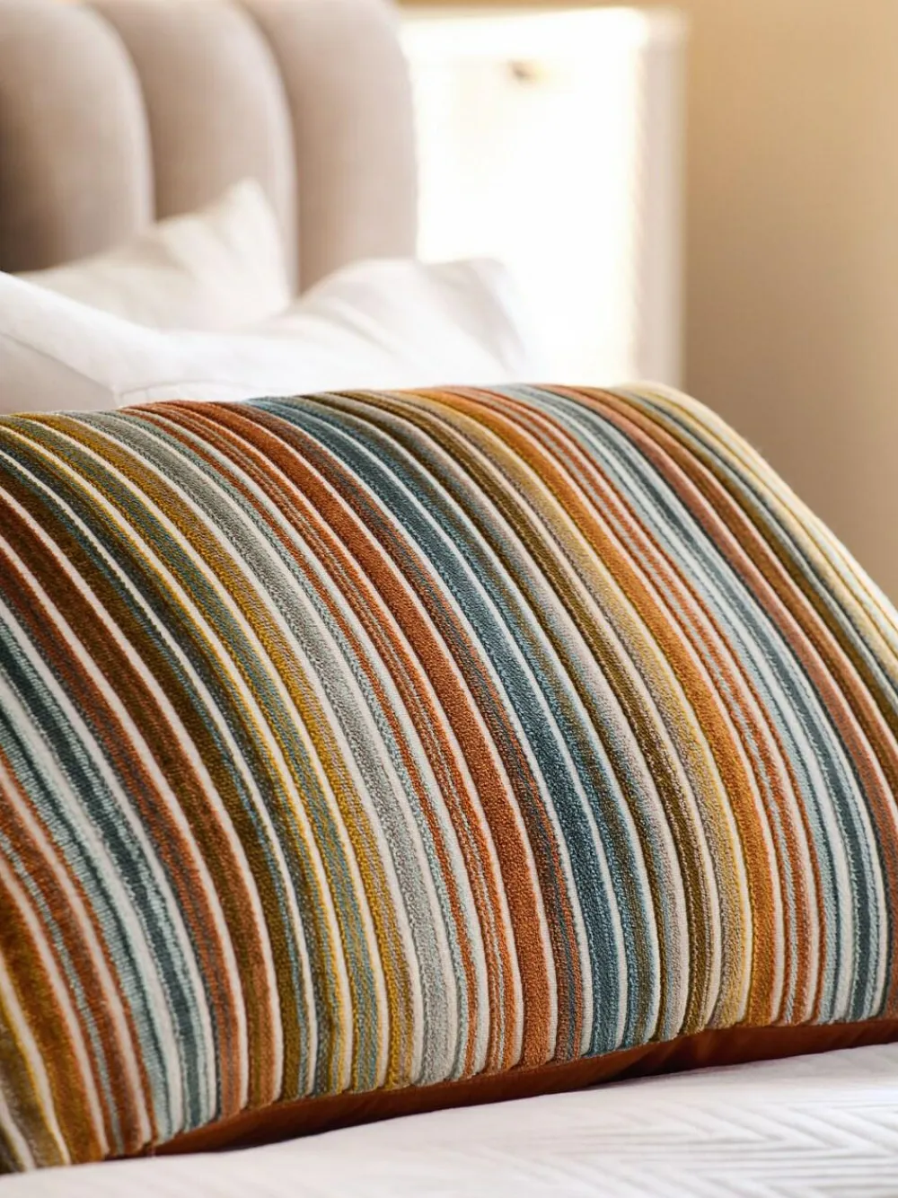 Discount Next 40 x 59cm Cut Velvet Stripe Cushion Orange