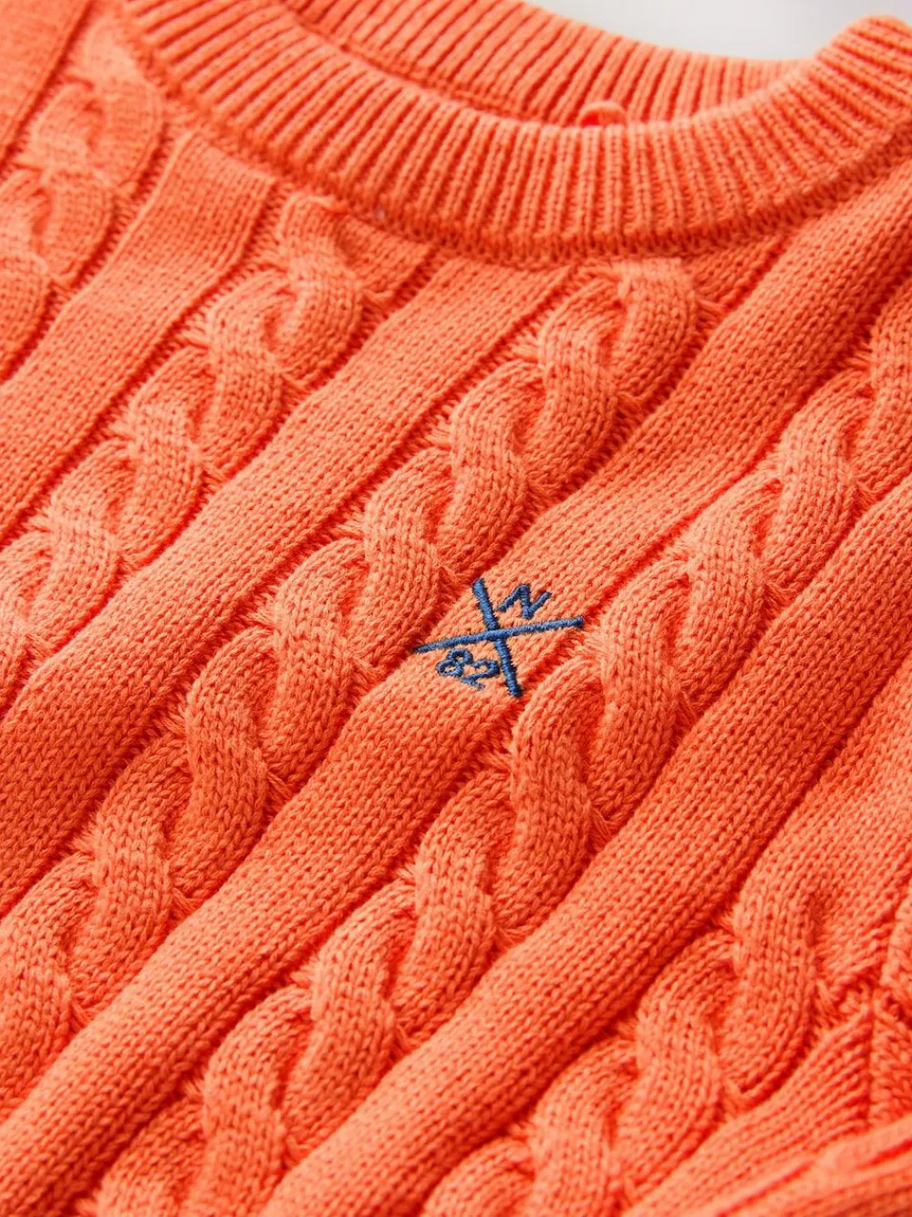 Next Orange Cable Knit Crew Neck Jumper (3-16yrs)^BOY Knitwear & Sweaters|Knitwear