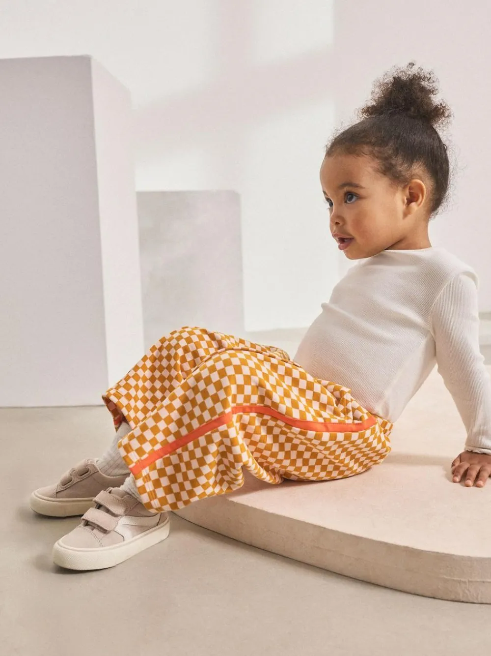 Sale Next Orange Checkerboard Barrel Leg Trousers (3mths-7yrs)