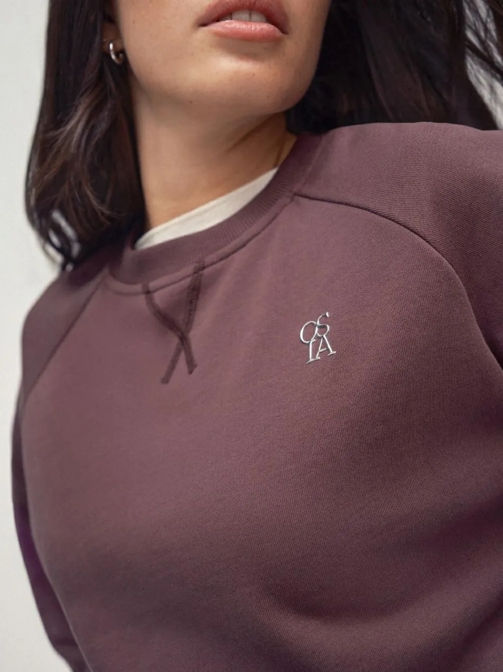 Discount OSIA Crew Neck Oversized Sweatshirt Brown