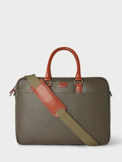 Discount Osprey London Waxed Canvas & Glazed Calf Leather Grantham Laptop Bag Green
