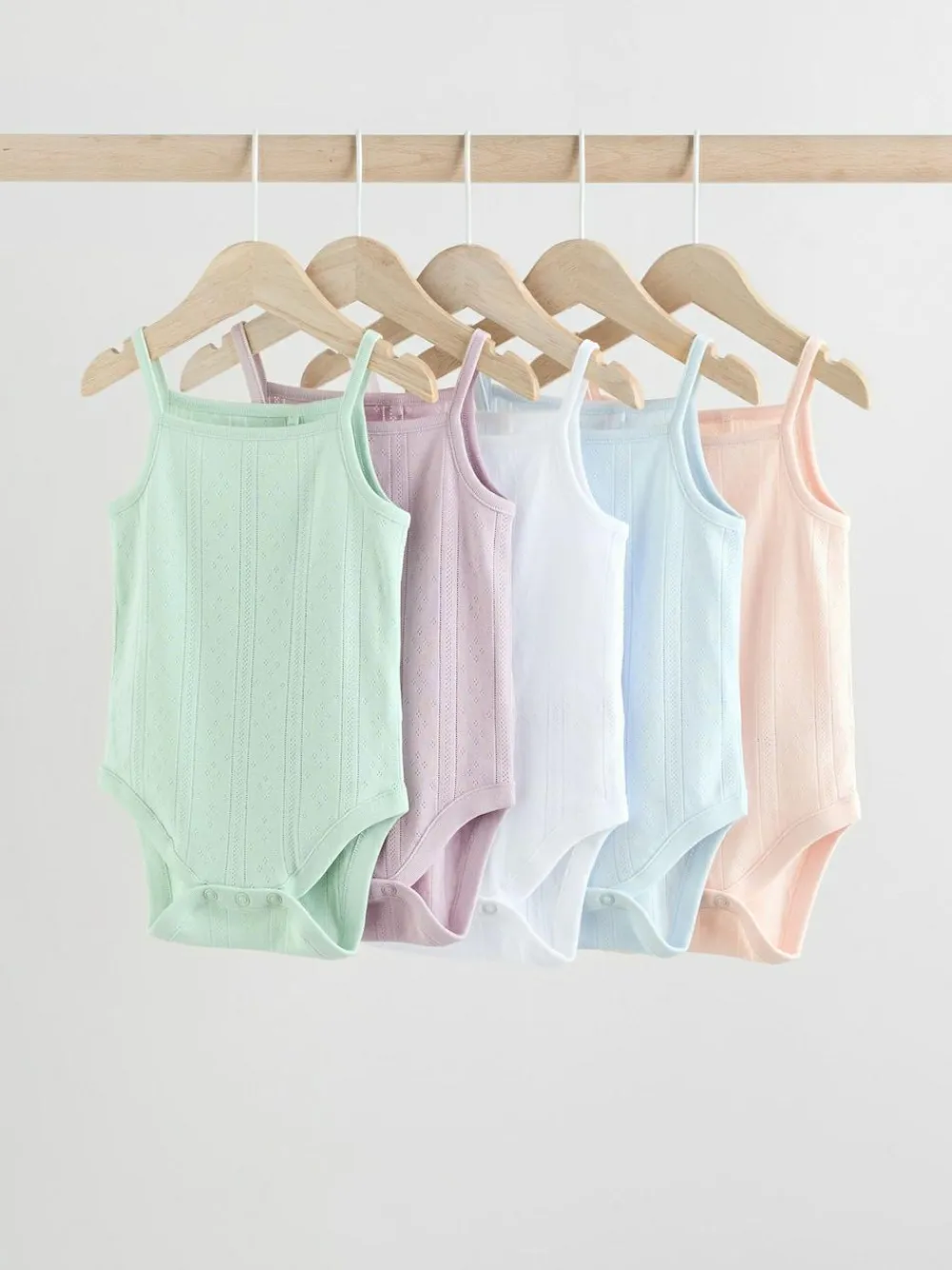 Next Pastel 5 Pack Vest Pointelle Baby Bodysuits^BOY Unisex|Bodysuits & Vests